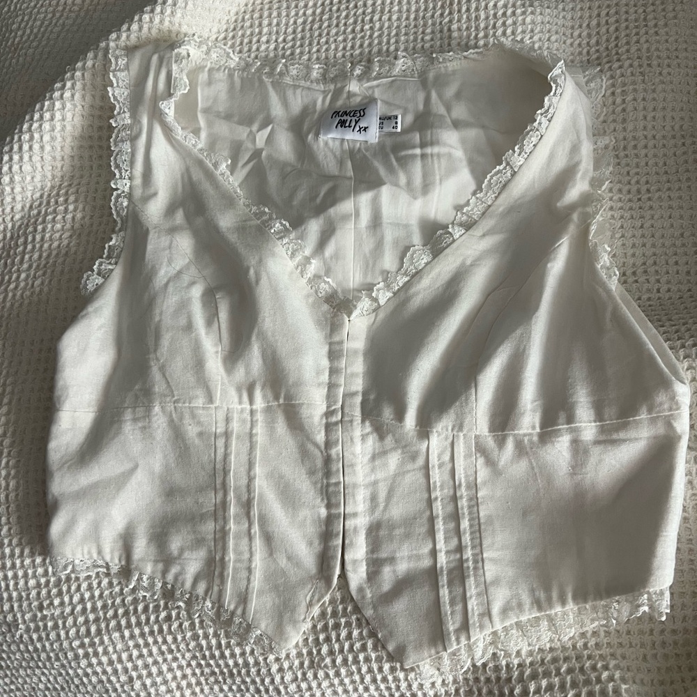Princess Polly Cream Lace Detail Top